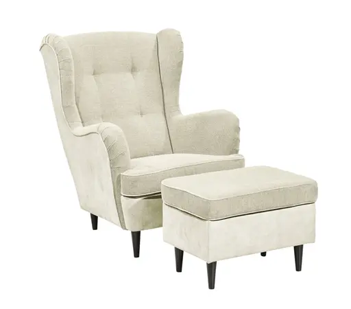 Hocker - Webstoff, Microvelours, Creme