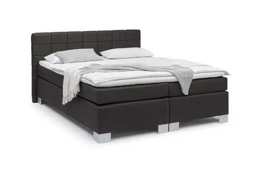 Boxspringbett HAIKOS- Liegefläche ca. 180x200 cm, Stoff, Dunkelbraun, inkl. Topper