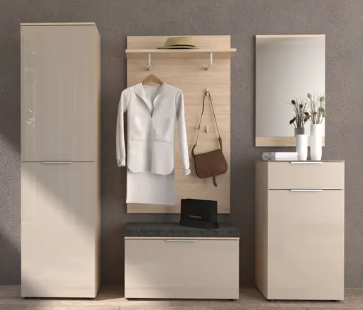 Garderobe - inkl. Sitzkissen, Riva Eiche Nachbildung, Kaschmir