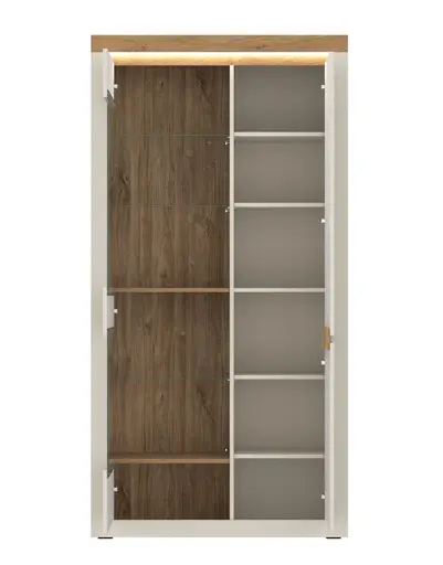 Vitrine - mit Beleuchtung, B ca. 104 cm, Kaschmir, Stone Eiche Nachbildung