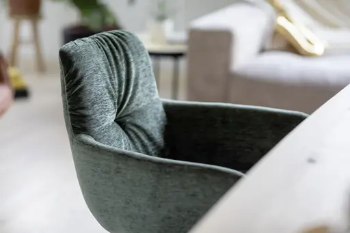 Armlehnstuhl Pelle - Stoff, Eukalyptus, Stativ, Schwarz, Matt, Drehbar