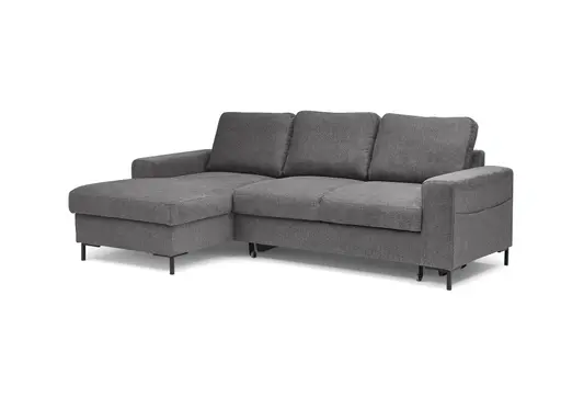 Ecksofa - Longchair links mit 2-Sitzer, Stoff, Anthrazit