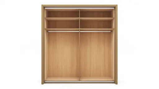 Schwebetürenschrank Lenoso - B. ca. 210 cm, Eiche massiv, Glas Champagner