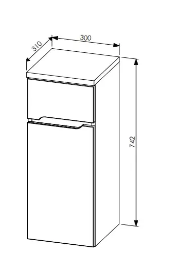 Kommode- Dunkelgrau, Eiche Dekor