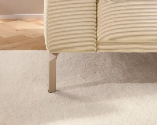 Ecksofa Bolonia - 2-Sitzer mit Longchair rechts inkl. Rückenlehne- und Kopfteilverstellung, Stoff, Cappuccino