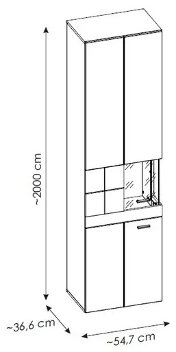 Vitrine - B ca. 55 cm, Alpinweiß, Coast Evoke Eiche Nachbildung, Weiß Hochglanz