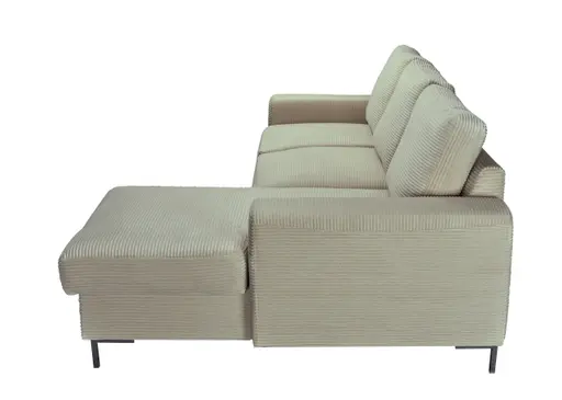 Ecksofa - 2-Sitzer, Ecke rechts inkl. Schlaffunktion und Bettkasten, Stoff, Creme