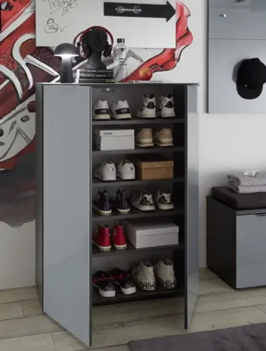 Schuhschrank GILLIAN - B/H/T ca. 88x120x40 cm, Graphit