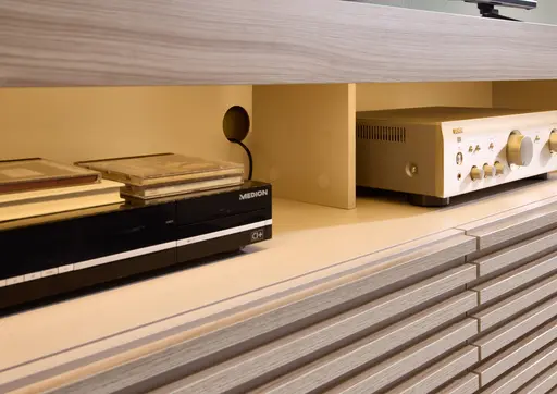 TV-Lowboard - mit Beleuchtung, B ca. 179 cm, Kaschmir, Riva Eiche Nachbildung