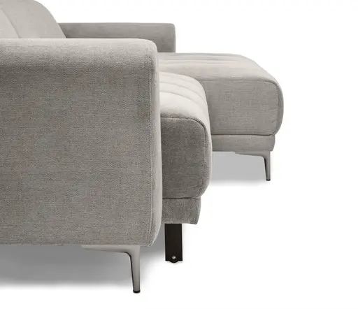 Ecksofa MINAO - 1,5-Sitzer mit Longchair rechts, Sitztiefe verstellbar motorisch, Kopfteil verstellbar, Stoff, Truffle