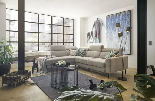 Ecksofa CHARIS - Ecke links, 2-Sitzer inkl. Schlaffunktion und Bettkasten, Microfaser, Anthrazit