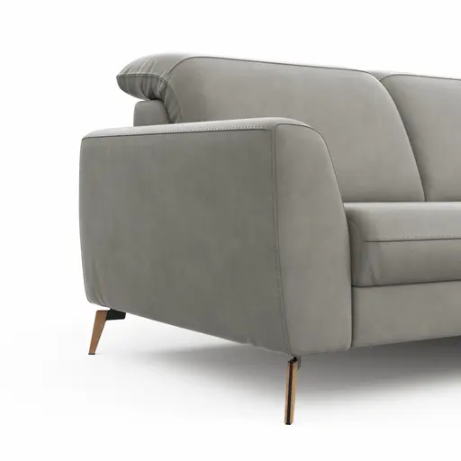 Sofa Tulsa KV - 2,5-Sitzer, inkl. Kopfteilverstellung, Leder, Graubeige