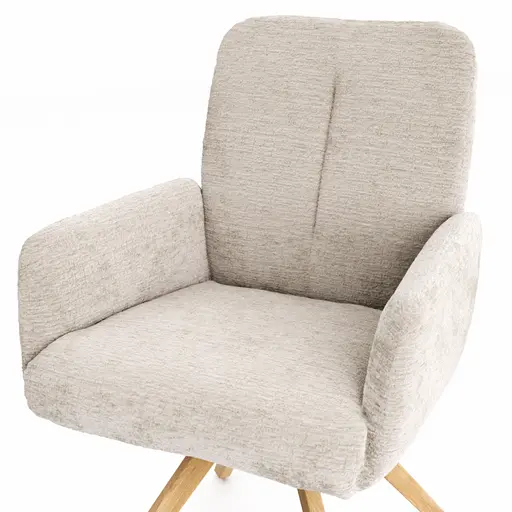 Armlehnstuhl Evania - Dreh und Relax-Funktion, niedriger Rücken, Stoff, Ecru