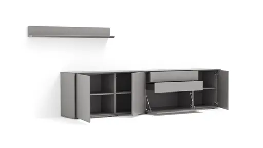 Wohnwand Parano - Lack, Hellgrau