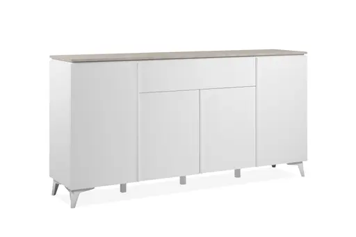 Sideboard - B ca. 177 cm, Weiß, Sandstein Nachbildung