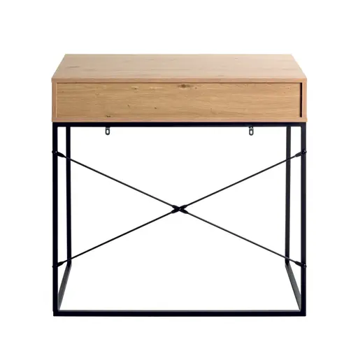 Schreibtisch - LB ca. 80x46 cm, Eiche hell Nachbildung, Schwarz