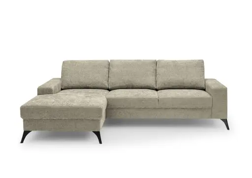 Ecksofa - Ecke links, 2-Sitzer, Stoff, Beige