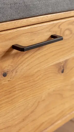 Garderobenbank Savannah - inkl. Sitzkissen grau, Wildeiche massiv, natur geölt