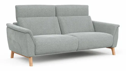 Sofa Nevin - 3-Sitzer inkl. Kopfpolsterverstellung, Stoff, Silbergrau