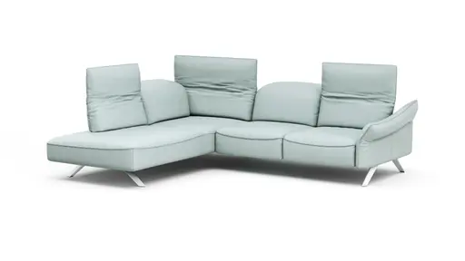 Ecksofa Bormio - Ecke links, 2,5-Sitzer inklusive Kopfteilverstellung, Leder, Jade