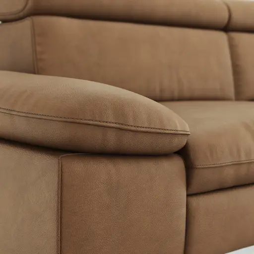 Sofa Felipa - 3-Sitzer inkl. Kopfteil verstellbar, Leder, Cognac