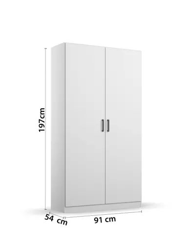 Drehtürenschrank RHONDA- B ca. 91 cm, Weiß