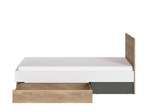 Bettgestell- Liegefläche ca. 120x200 cm, Eiche Dekor, Weiß, Graphit