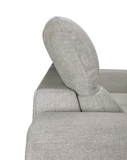 Ecksofa - 2-Sitzer mit Ecke rechts, Schlaffunktion mit Bettkasten, Stoff, Silbergrau