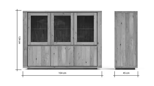 Highboard Bakersfield - Rückwand mit Holzschindeln, Asteiche massiv, geölt
