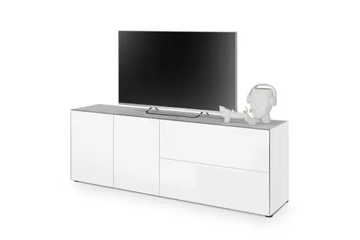 Lowboard - B ca. 181 cm, Weiß, Keramikoptik