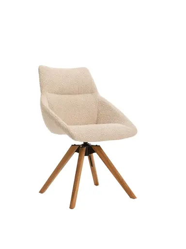 Stuhl Maluhia - mit niedriger Armlehne, drehbar, Stoff, Beige