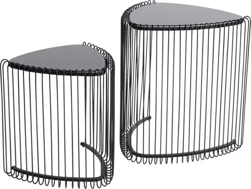 Beistelltisch-Set- Metall, Schwarz