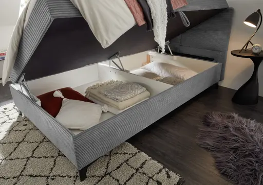 Boxbett - Liegefläche ca. 120x200 cm, Stoff, Grau