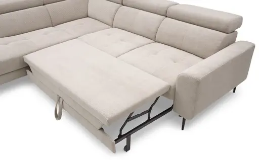 Ecksofa CHARIS - Ecke links, 2-Sitzer inkl. Schlaffunktion und Bettkasten, Microfaser, Sand