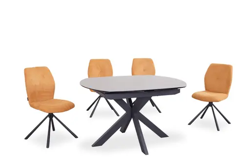 Stuhl MANOA - drehbar, Stoff, Senfgelb