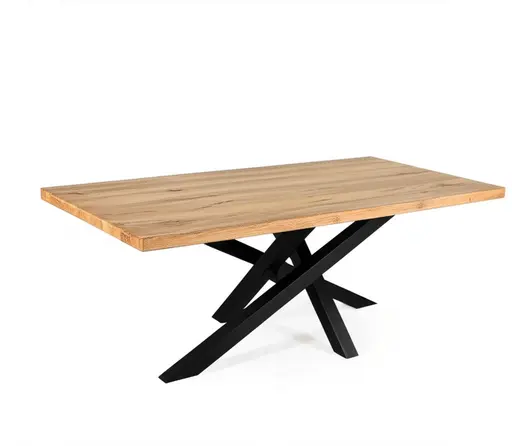 Esstisch - LB ca. 220x100 cm, Wildeiche massiv geölt, Schwarz
