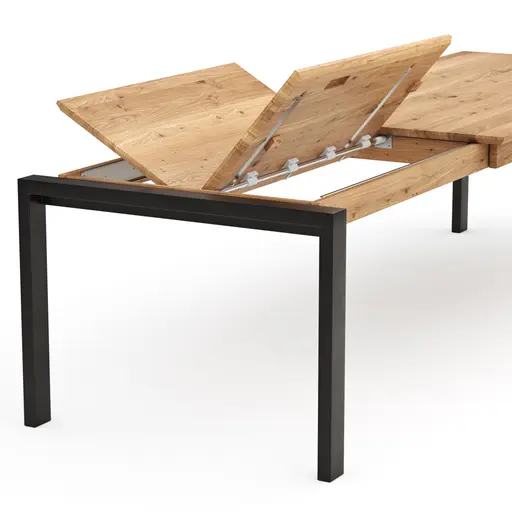 Esstisch Farmingdale - ausziehbar, mit Alubeschlag, LB ca. 200x100 cm, Eiche massiv, natur geölt