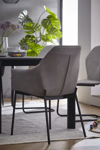 Armlehnstuhl Pinto - Leder, Grau