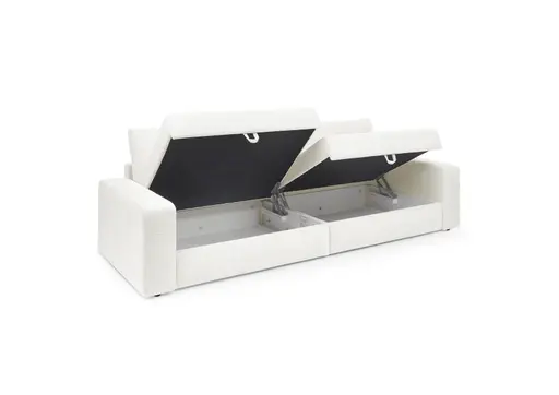 Big-Sofa Jella - 2-Sitzer, Schlaffunktion mit Bettkasten, Stoff, Beige