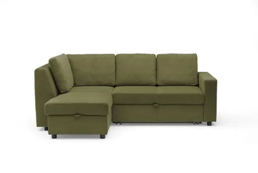 Ecksofa PRO FLEXX - Ecke links, 2-Sitzer inkl. Schlaffunktion und Bettkasten, Stoff, Olive