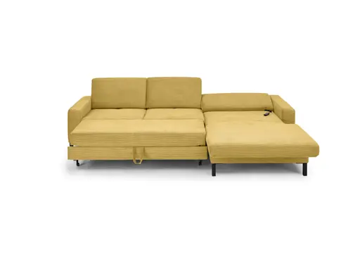  Ecksofa CALM MOVE 2.0 - 2,5-Sitzer mit Longchair rechts, Schlaffunktion, Feincord, Gold
