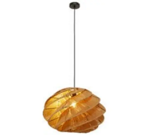 Hängeleuchte- DH ca. 56x37 cm, Rattan, Schwarz