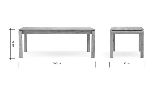 Esstisch Farmingdale - ausziehbar, Platte mit schräger Kante, LB ca. 200x90 cm, Eiche massiv, natur geölt