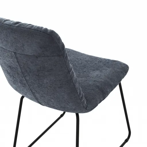 Stuhl Pelle - Stoff, Graugrün, Kufe, Schwarzgrau