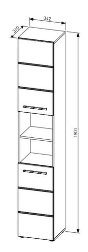Hochschrank- B ca. 34 cm, Vintage Holz, Schwarz, Matt, Tiefzieh
