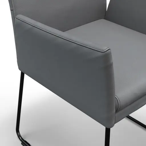 Armlehnstuhl Saragossa - Leder, Anthrazit