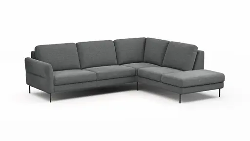 Ecksofa Enna - 3-Sitzer, Ecke rechts, Sitzvorzug (motorisch), Stoff, Anthrazit
