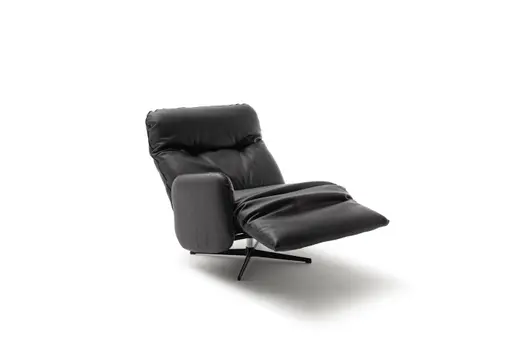 Loungesessel Lovere - Leder, Schwarz, Armlehne links