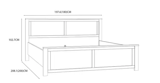Bettgestell FELLIAN- Liegefläche ca. 180x200 cm, Weiß, Eiche Dekor; Höhenverstellbar