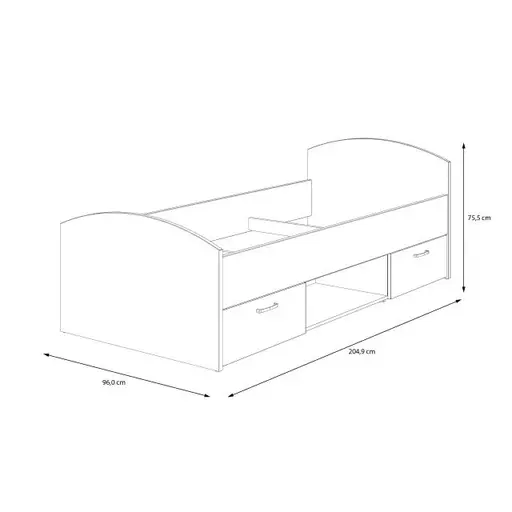 Bettgestell FILIPO- Liegefläche ca. 90x200 cm, Eiche Dekor, Weiß